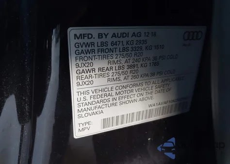 2019 Audi Q8 55 Premium from USA, damaged, VIN WA1AVAF10KD020007